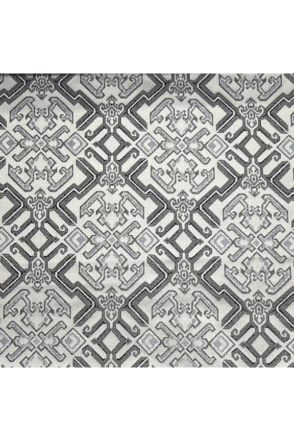 Luxurious Premium Brocade Jacquard Mosaic Design Antique Fabric by The Yard, Silver