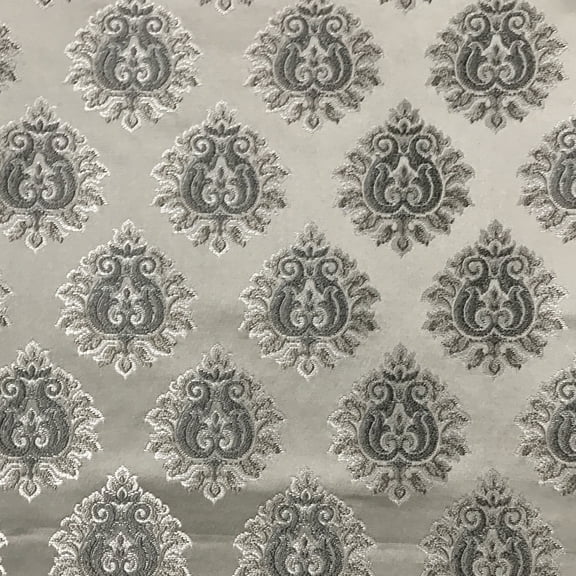 Decora Furnishings Luxurious Premium Jacquard Damask Motif Design Furnishing Fabric for Upholstery, Window Treatments, Craft - Victorian Renaissance Rococo - 54" Width - Fabric by The Yard (Silver)