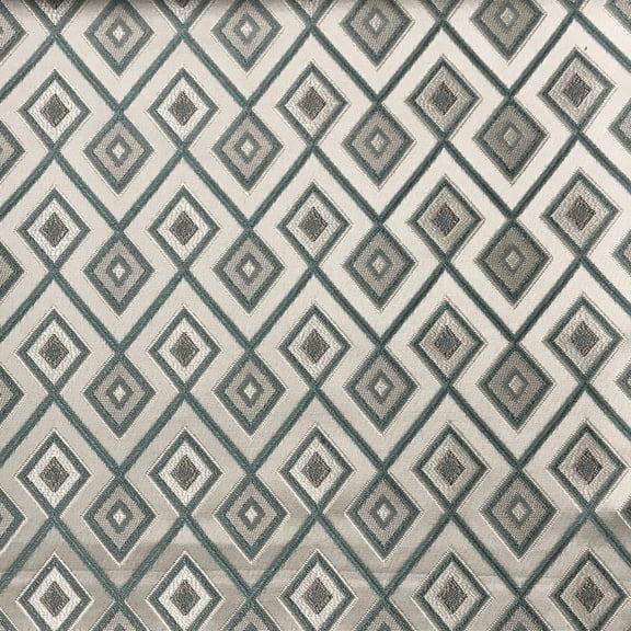 Decora Furnishings Luxurious Premium Jacquard Geometric Design Furnishing Fabric for Upholstery, Window Treatments, Craft - Width 54 inches - Fabric by The Yard (Sapphire Blue)