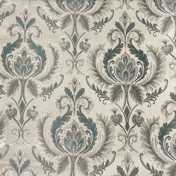 Decora Furnishings Luxury Jacquard Damask Victorian Fabric - 54in (Sapphire Blue)