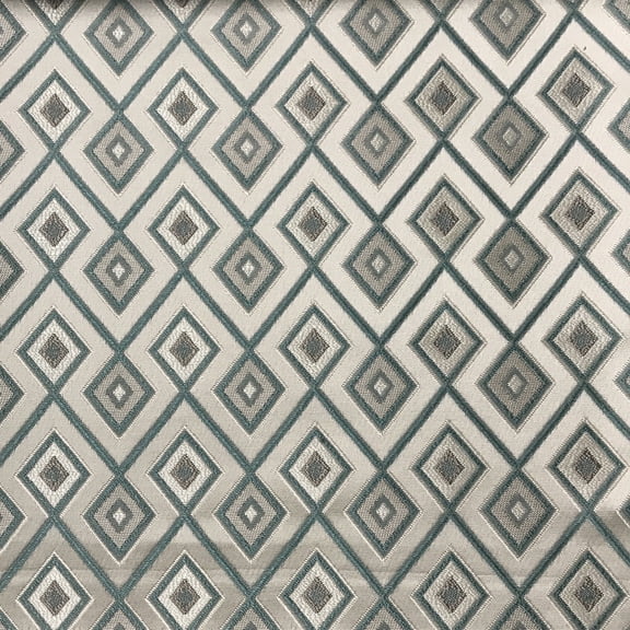 Decora Furnishings Luxurious Premium Jacquard Geometric Design Furnishing Fabric for Upholstery, Window Treatments, Craft - Width 54 inches - Fabric by The Yard (Sapphire Blue)