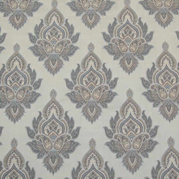 Decora Furnishings Luxury Jacquard Damask Motif Victorian Fabric, 54in (Gray)