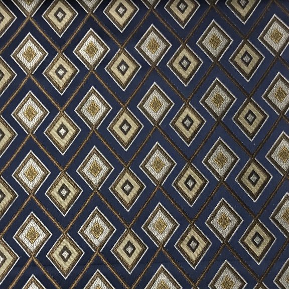 Decora Furnishings Luxurious Premium Jacquard Geometric Design Furnishing Fabric for Upholstery, Window Treatments, Craft - Width 54 inches - Fabric by The Yard (Navy Blue)