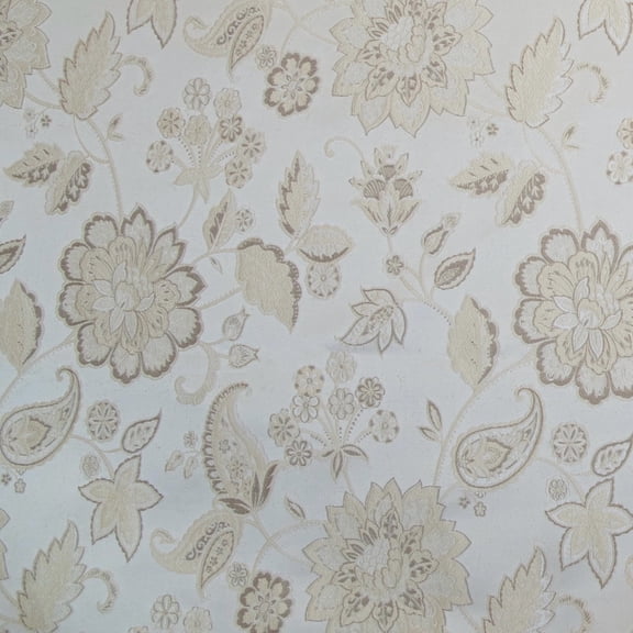 Decora Furnishings Luxurious Premium Jacquard Floral Design Furnishing Fabric for Upholstery, Window Treatments, Craft Victorian Renaissance Rococo 54" Width Fabric by The Yard (Cream)