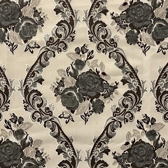 Decora Furnishings 54" Luxurious Premium Vintage Damask Jacquard Fabric by The Yard, Silver