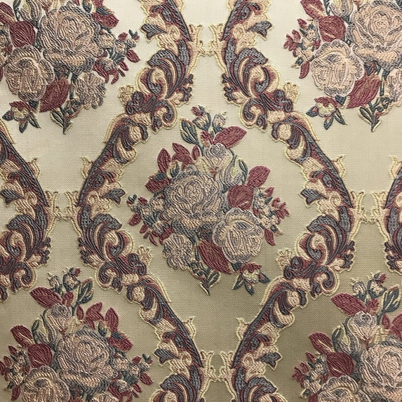 Decora Furnishings Luxurious Premium Vintage Damask Design Jacquard Fabric for Upholstery, Window Treatments, and Craft - Renaissance Rococo Victorian Style - 54" Width - Fabric by The Yard (Peach)