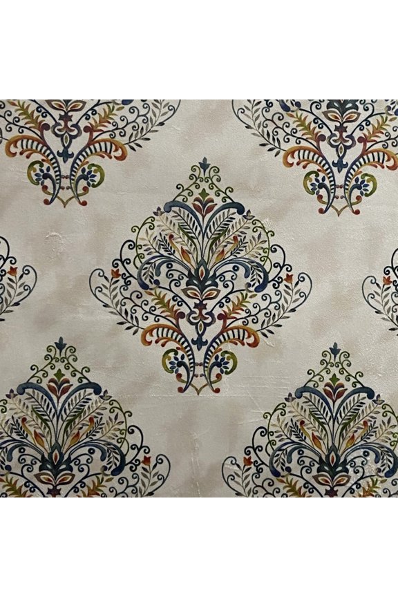Luxury Velvet Damask Print Fabric by The Yard, Multicolored
