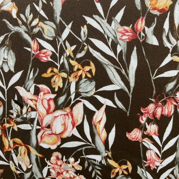 Decora Furnishings Luxurious Velvet Digitally Printed Tropical Fabric, 54-Inch by The Yard, Multicolored Brown