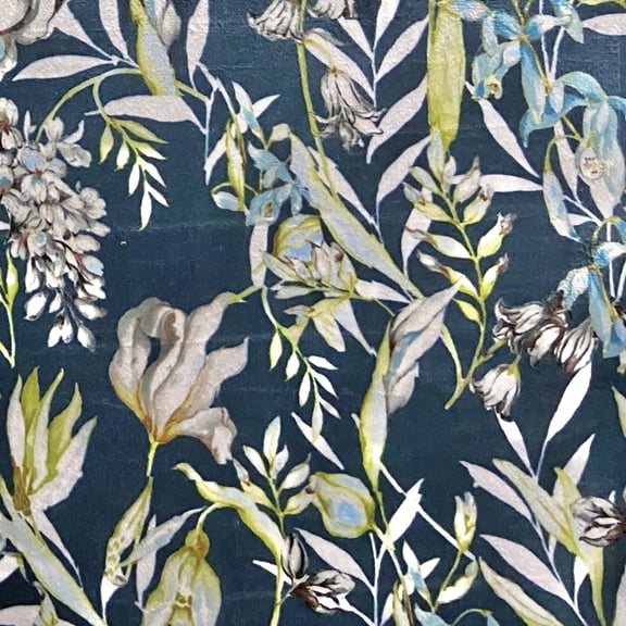 Decora Furnishings Luxurious Velvet Digitally Printed Tropical Fabric by The Yard, Peacock Blue