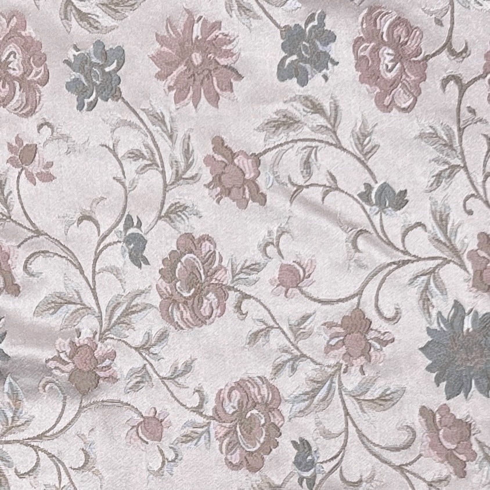 Decora Furnishings Luxurious Woven Brocade Jacquard Floral Design Heavy Duty Fabric for Upholstery, Sofa, Cushion, Chair, Furniture, Craft - Width 54 inches - Fabric by The Yard (Pink)