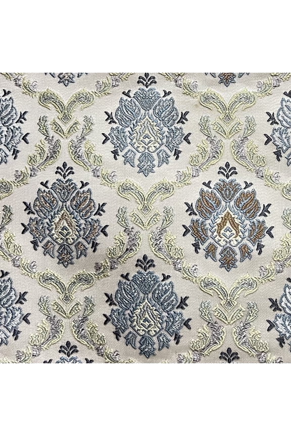 Luxurious Woven Jacquard Classic Damask Design Fabric, 54" Width, By The Yard, Blue