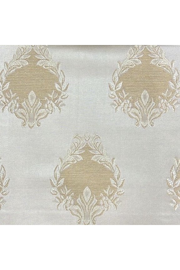 Luxury Woven Jacquard Damask Motif Fabric, Sofa & Chair - 54in (Cream)