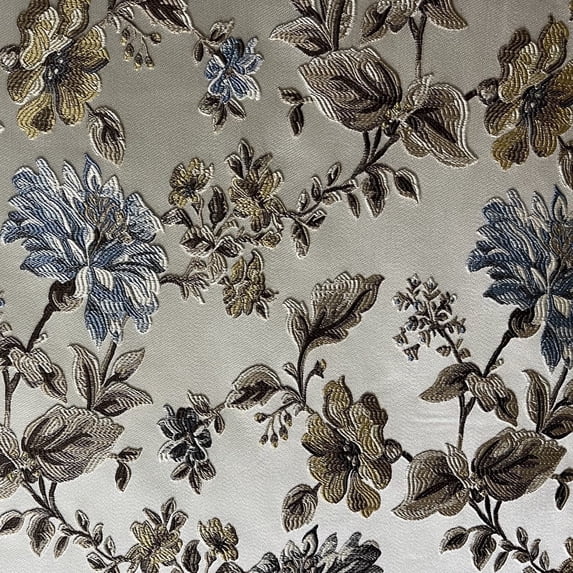 Decora Furnishings 54-Inch Luxurious Woven Jacquard Floral Furnishing Fabric by the Yard, Blue