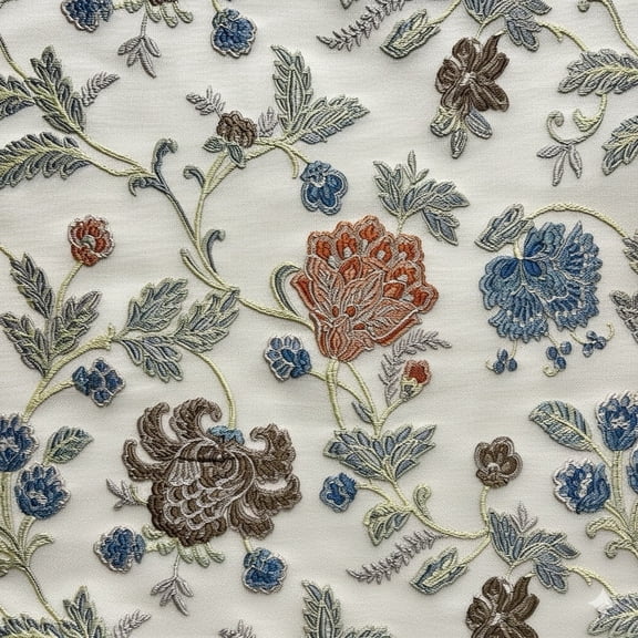 Decora Furnishings Luxury Woven Jacquard Floral Fabric by The Yard, 54in, Brown