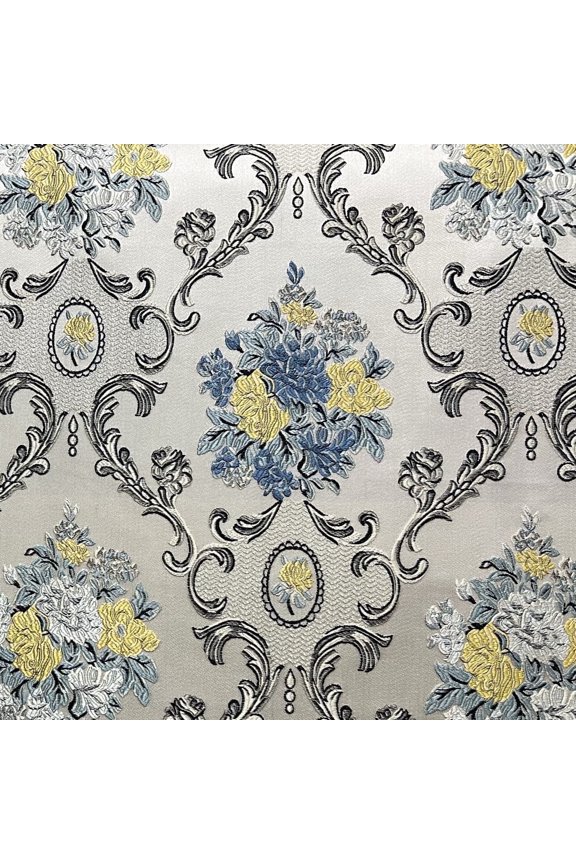Luxury Woven Jacquard Majestic Damask Victorian Fabric - 54in (Blue)