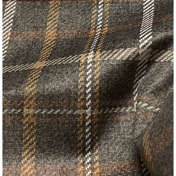 Decora Furnishings Luxury Checkered Digitally Printed Microfiber Velvet Fabric Soft Material for Upholstery, Cushion Covers, Chair, Craft - Width 54 inches - Fabric by Yard (Dark)