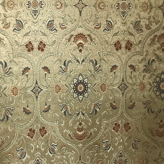 Decora Furnishings Moroccan Ornate Design Luxurious Classic Jacquard Fabric for Upholstery Sofa Cushions Dining Chair Window Treatments Craft - Width 54 inches - Fabric by Yard (Gold Blue)