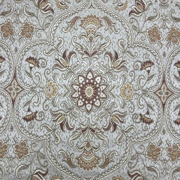 Decora Furnishings Moroccan Ornate Design Luxurious Classic Jacquard Fabric for Upholstery, Window Treatments, Craft Projects - Width 54 inches - Fabric by The Yard (Silver Rust)