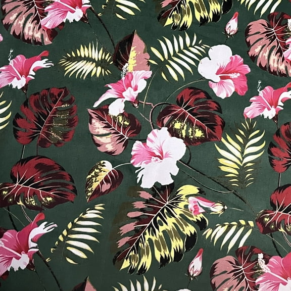 Decora Furnishings Soft and Thick Luxurious Velvet Fabric Digitally Printed Floral Design Upholstery Material for Sofa Cushions Chair Cover Craft - Width 54 inches - Fabric by The Yard (Green)