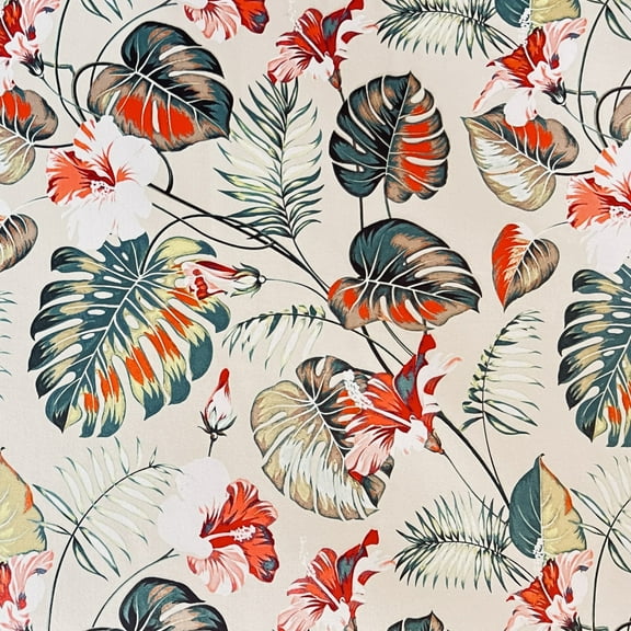 Decora Furnishings Soft and Thick Luxurious Velvet Fabric Digitally Printed Floral Design Upholstery Material for Sofa Cushions Chair Cover Craft - Width 54 inches - Fabric by The Yard (Off White)