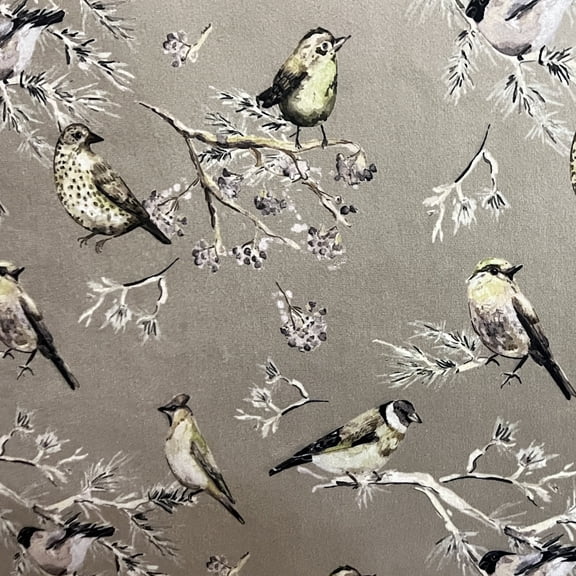 Decora Furnishings Soft Thick Luxurious Velvet Fabric Digitally Printed Floral Pigeon Design Upholstery Material for Sofa Cushion Chair Cover Craft - Width 54 inches - Fabric by The Yard (Sage Green)