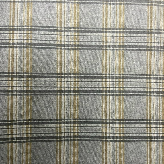 Decora Furnishings Tartan Plaid Velvet Fabric, 54-Inch by the Yard, Grey with Mustard