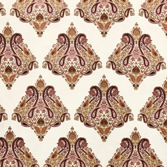 Decora Furnishings Velvet Fabric Damask Sewing and Craft Fabric by The Yard, Creamish Off White