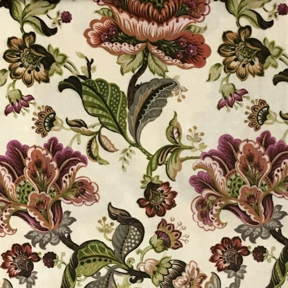 Decora Furnishings 54 Inch Velvet Floral Upholstery Fabric By The Yard, Cream Orange