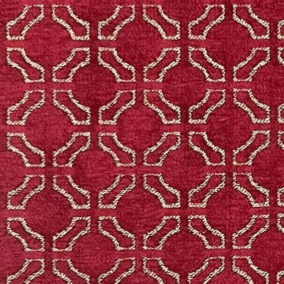 Decora Furnishings Vintage Abstract Geometric Design Premium Chenille Jacquard Fabric for Upholstery, Craft - Width 54 inches - Fabric by The Yard (Red)