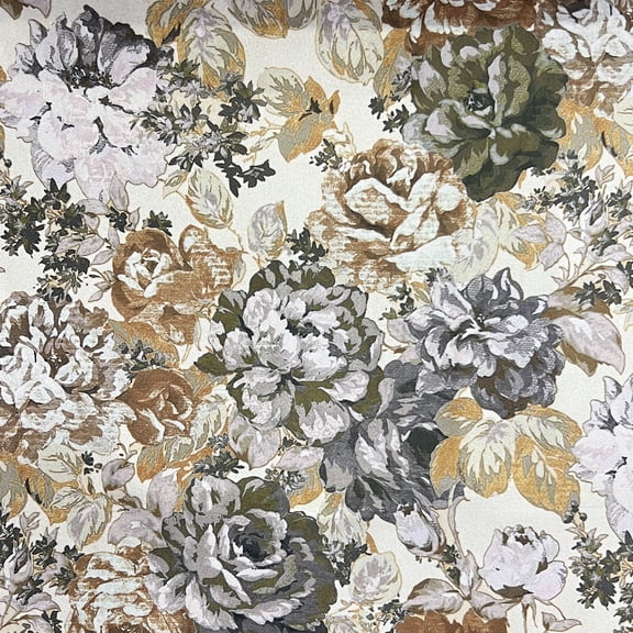 Decora Furnishings Vintage French Floral Design Digitally Printed Velvet Finish Fabric for Upholstery, Window Treatments, Craft - Width 54 inches - Fabric by The Yard (Greenish)