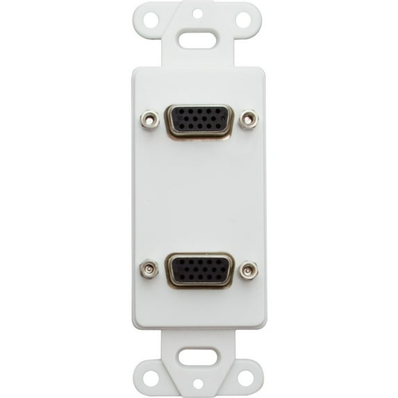 Decora Wall Plate Insert, White, Dual VGA Couplers, HD15 Female