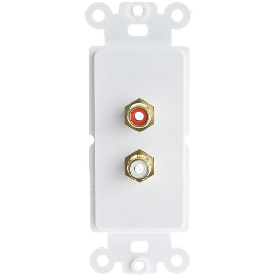 Decora Wall Plate Insert, White, Rca Stereo Couplers (Red, White), 2 Rca Female