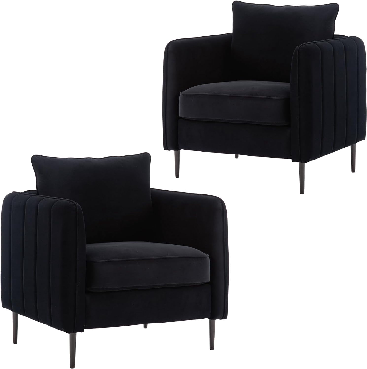 DecoraFlex Black Accent Chairs set of 2,Comfy Velvet Armchair with ...