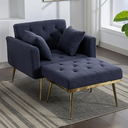 Upholstered Chaise Lounge Indoor Recliner Sleeper Chair with Lumbar Pillow Tufted Lounge Chair with Solid Wood Legs Single Armless Rest Sofa Chair for Living Room Bedroom Office Blue Walmart