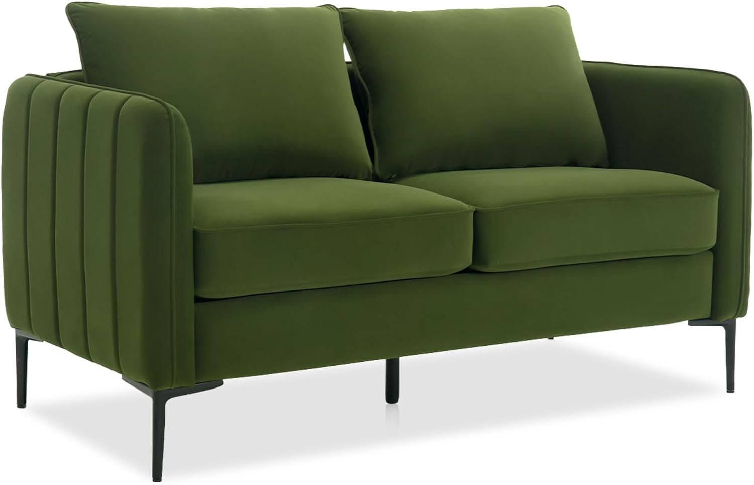 DecoraFlex Modern Olive Green Loveseat Sofa, 60'' Comfy Velvet Loveseat