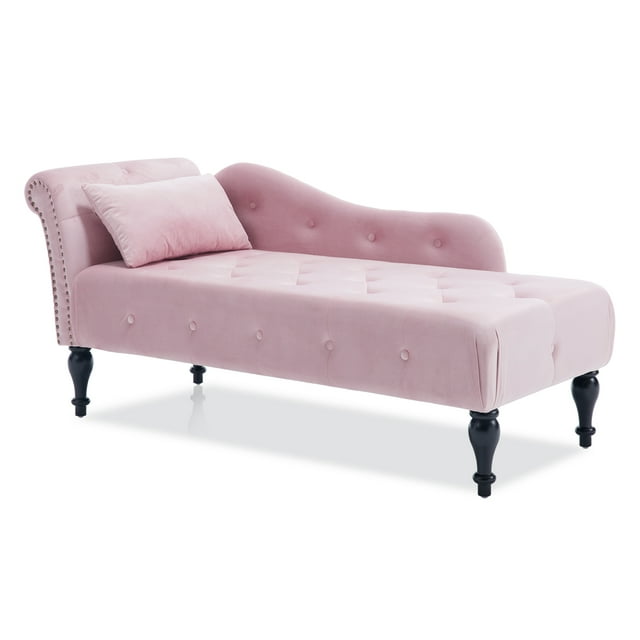 DecoraFlex Tufted Velvet Chaise Lounge Chair Indoor, Modern Upholstered