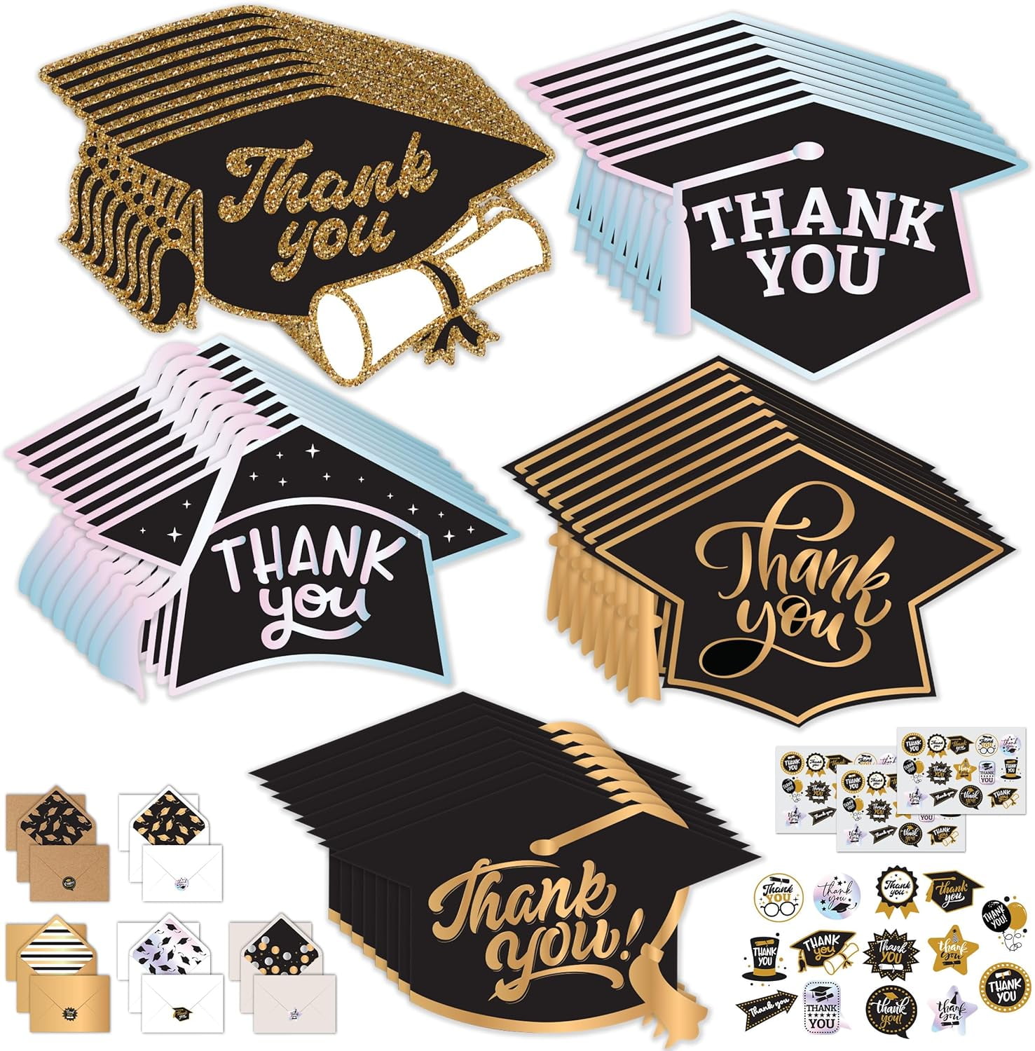 Decorably 40 Pack Foil Embossed 5x7in Happy Holidays Cards With