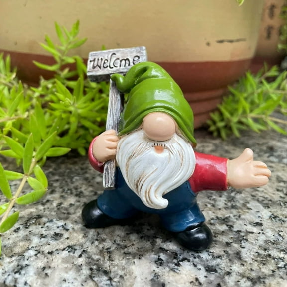 Decoración Gnome con letrero de bienvenida