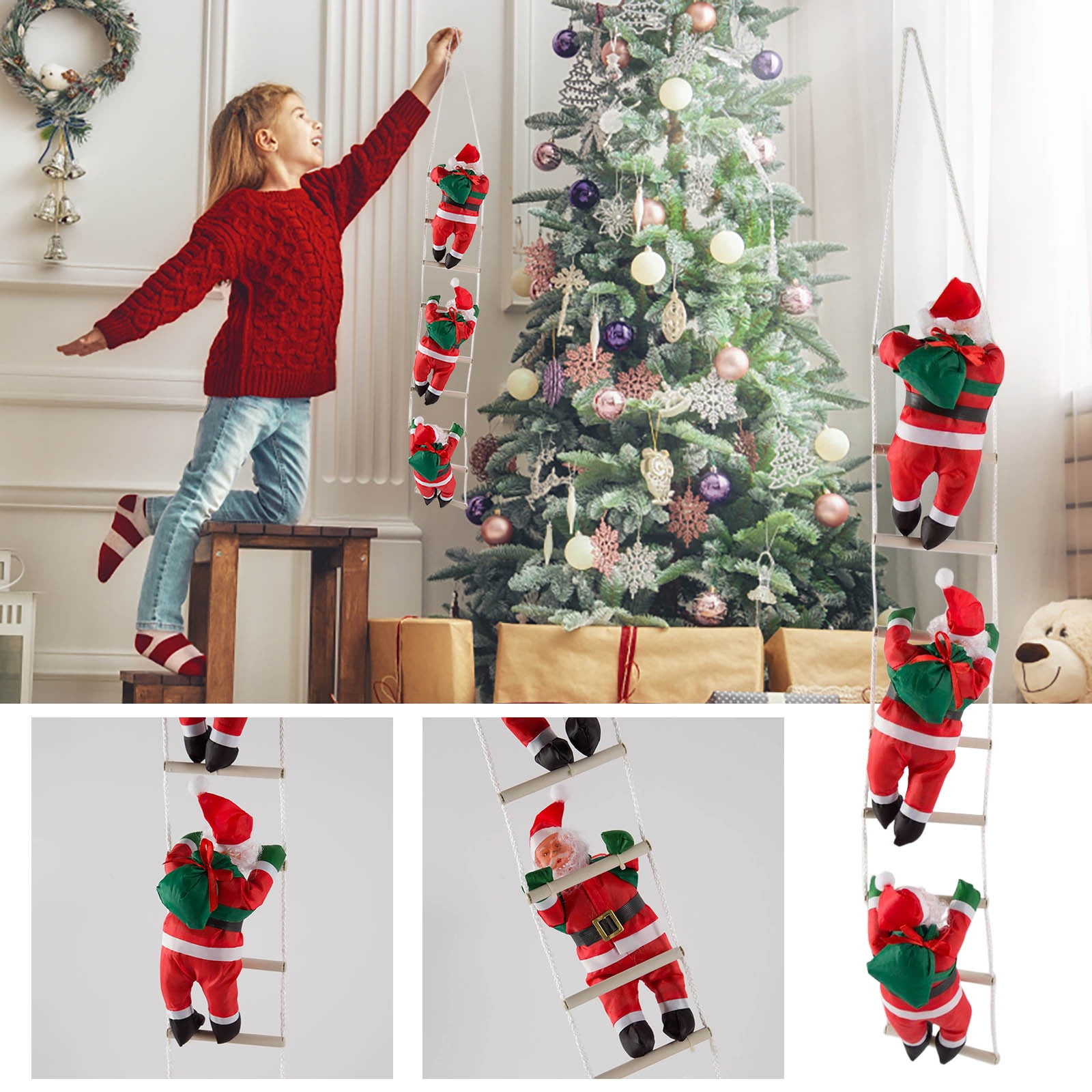 Juguetes De Cuerda De Navidad, Papá Noel Y Su Alce, Figuras Deslizantes Para Decoración Y Regalos