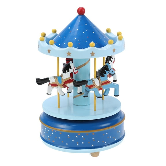 Clispeed Vintage Music Box for Kids Rotates Mechanically Wooden Carousel Decorative Design 1 Set