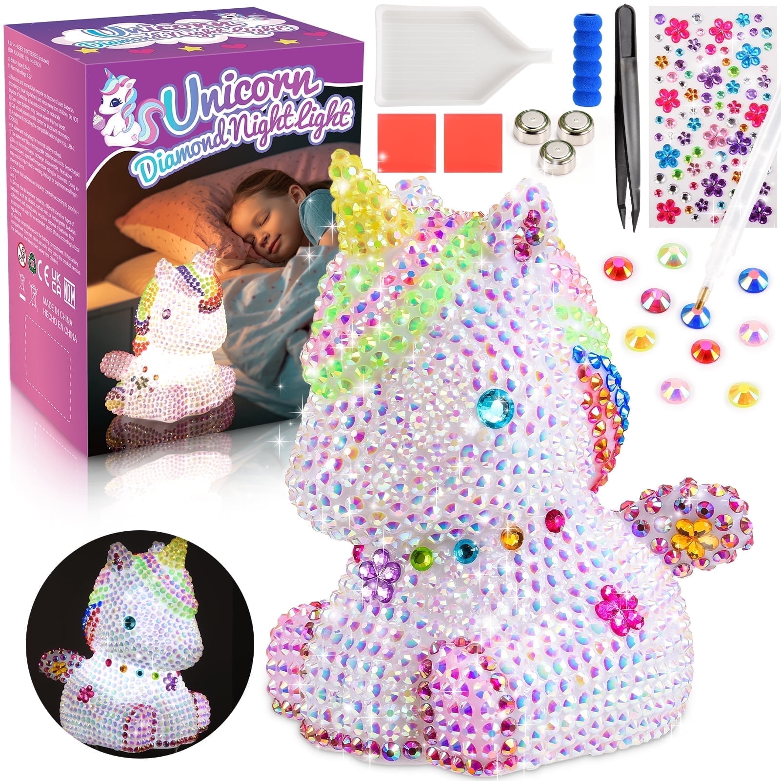 Decorate Unicorn Night Light, Gifts for 6 7 8 9 10 11 12 Year Old Girls, Crafts for Girls Ages 8-12, Kids Unicorn Lamp, Unicorn Toys for Girls Birthday Gifts for Christmas