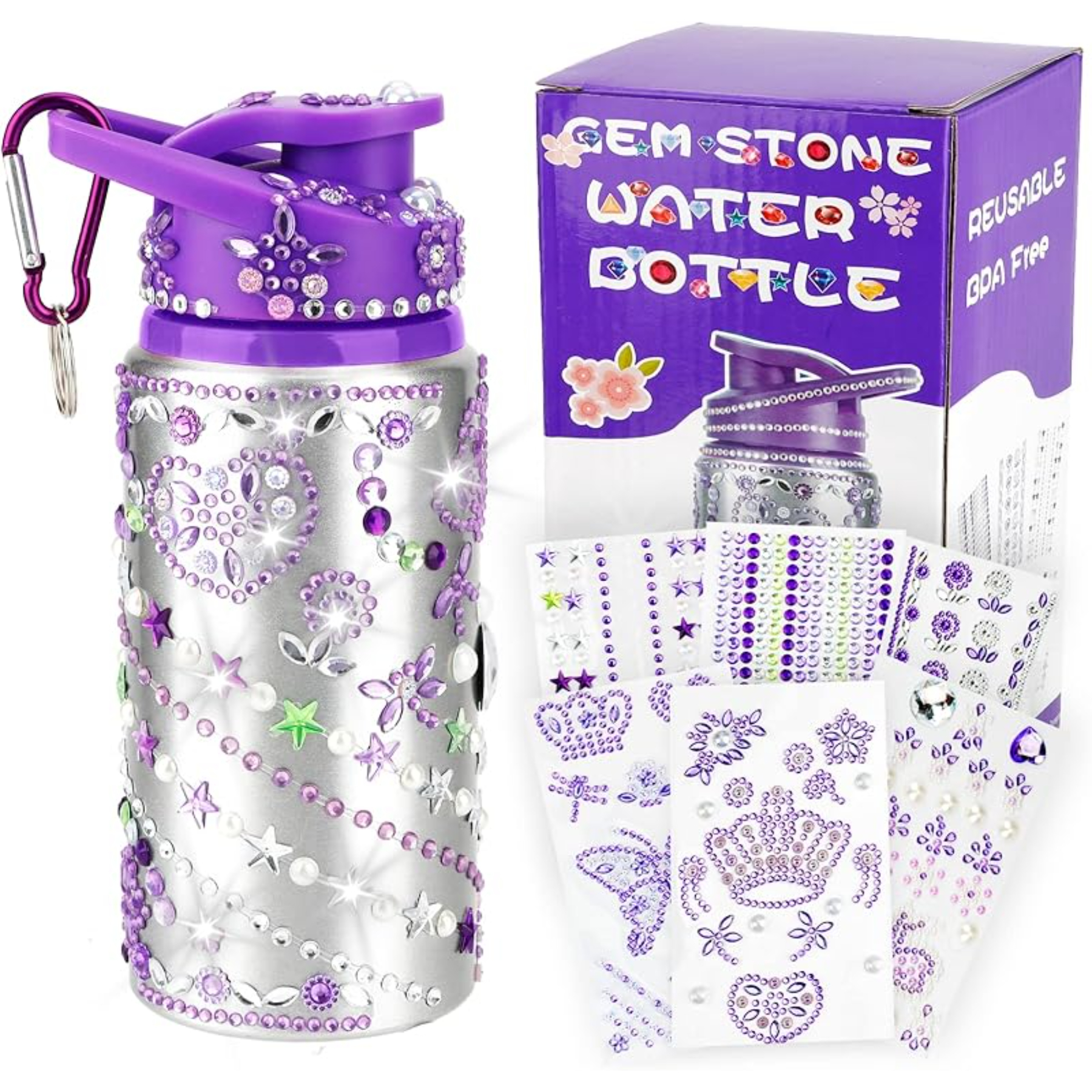 Decorate Your Own Water Bottle Kit， DIY Creative Craft with Rhinestone