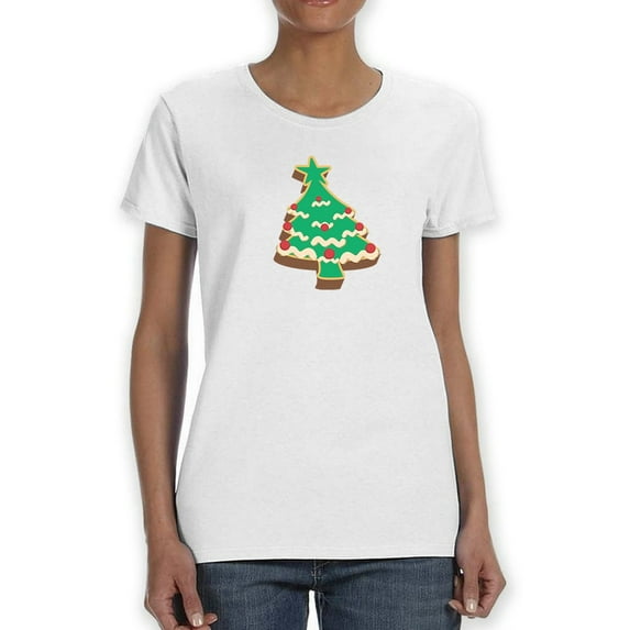 Decorated Christmas Tree Cookie Women White T-Shirt, Female x-Large