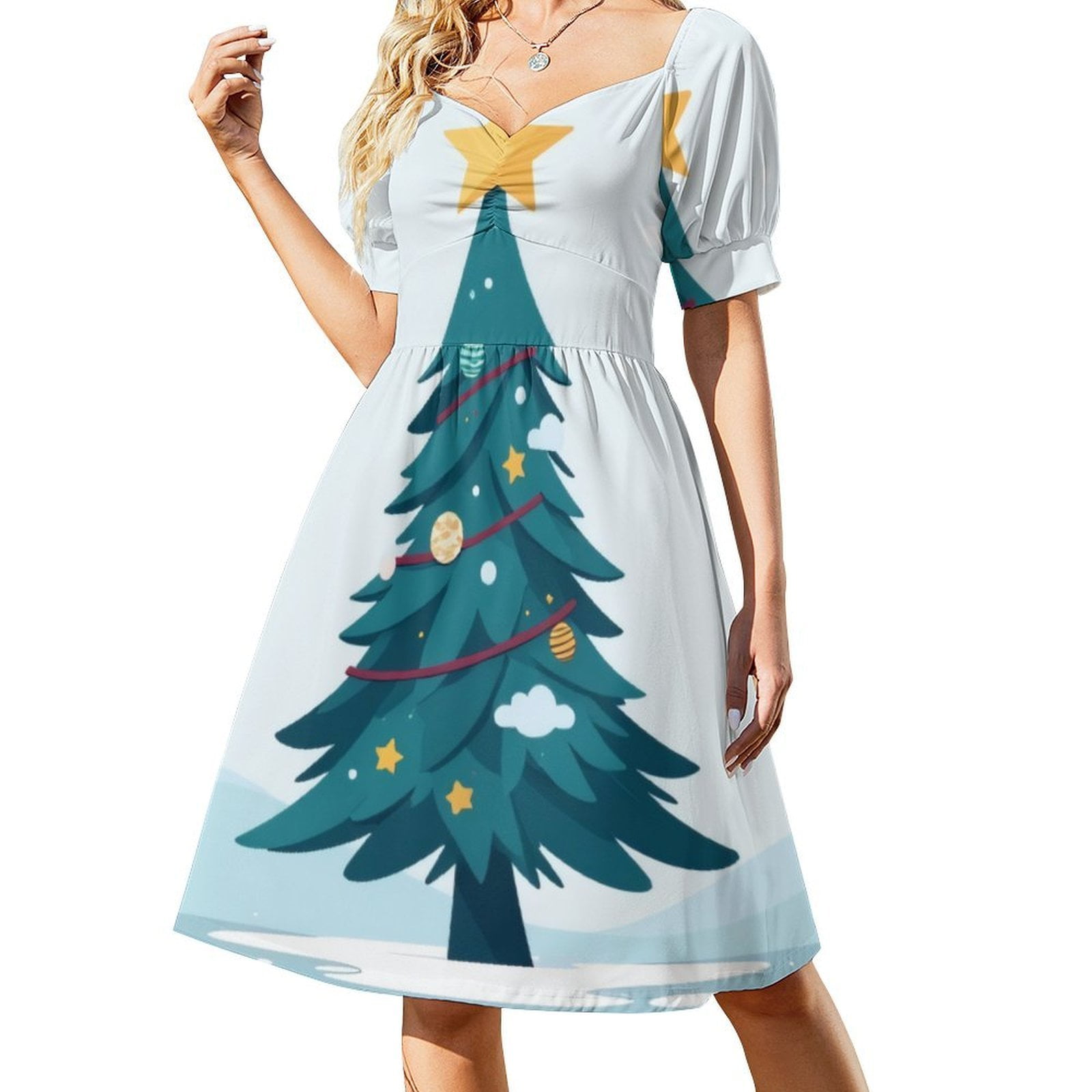 Decorated Christmas Tree in Snow Summer Women #39 s Dress 2025 Elegant Decorated Christmas Tree in Snow Summer Women #39 s Dress 2025 Elegant