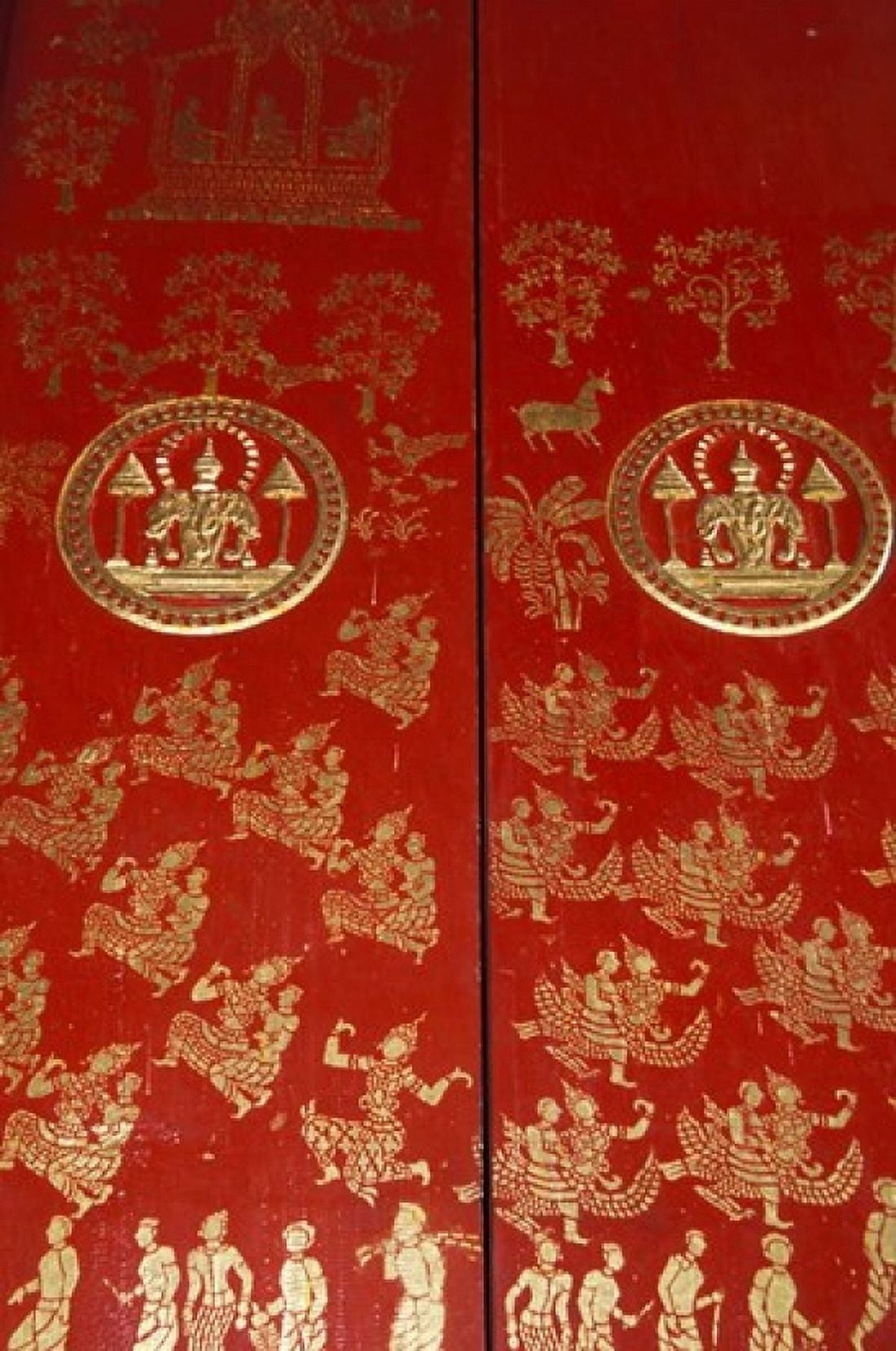 Decorated Door at Wat Xeomg Tong Laos Canvas Art - Keren Su DanitaDelimont (15 x 22)