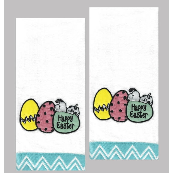 Decorated Easter Egg Design Peanuts White Bath Hand Towels, 2 Pieces