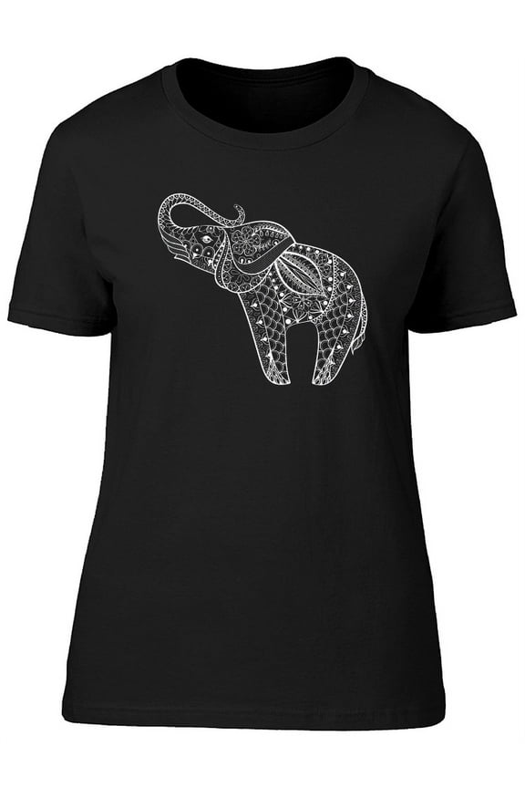 Decorated Elephant Hand Drawn T-Shirt Women -Image by Shutterstock, Female x-Large