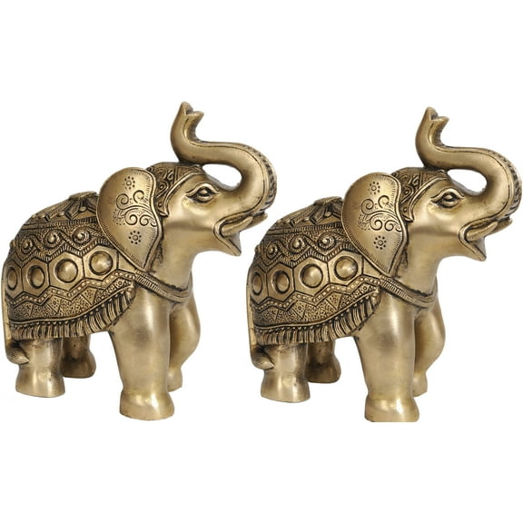 Decorated Elephant Pair with Upraised Trunks