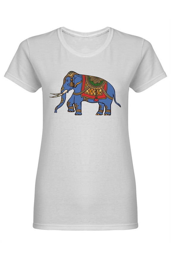 Decorated Indian Elephant Design Shaped T-Shirt Women -Image by Shutterstock, Female Large