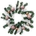 thumbnail image 1 of Decorated Mesh Ribbon & Rose Gold Spheres Christmas Wreath, Green/Silver, 21-Inch, 1 of 1